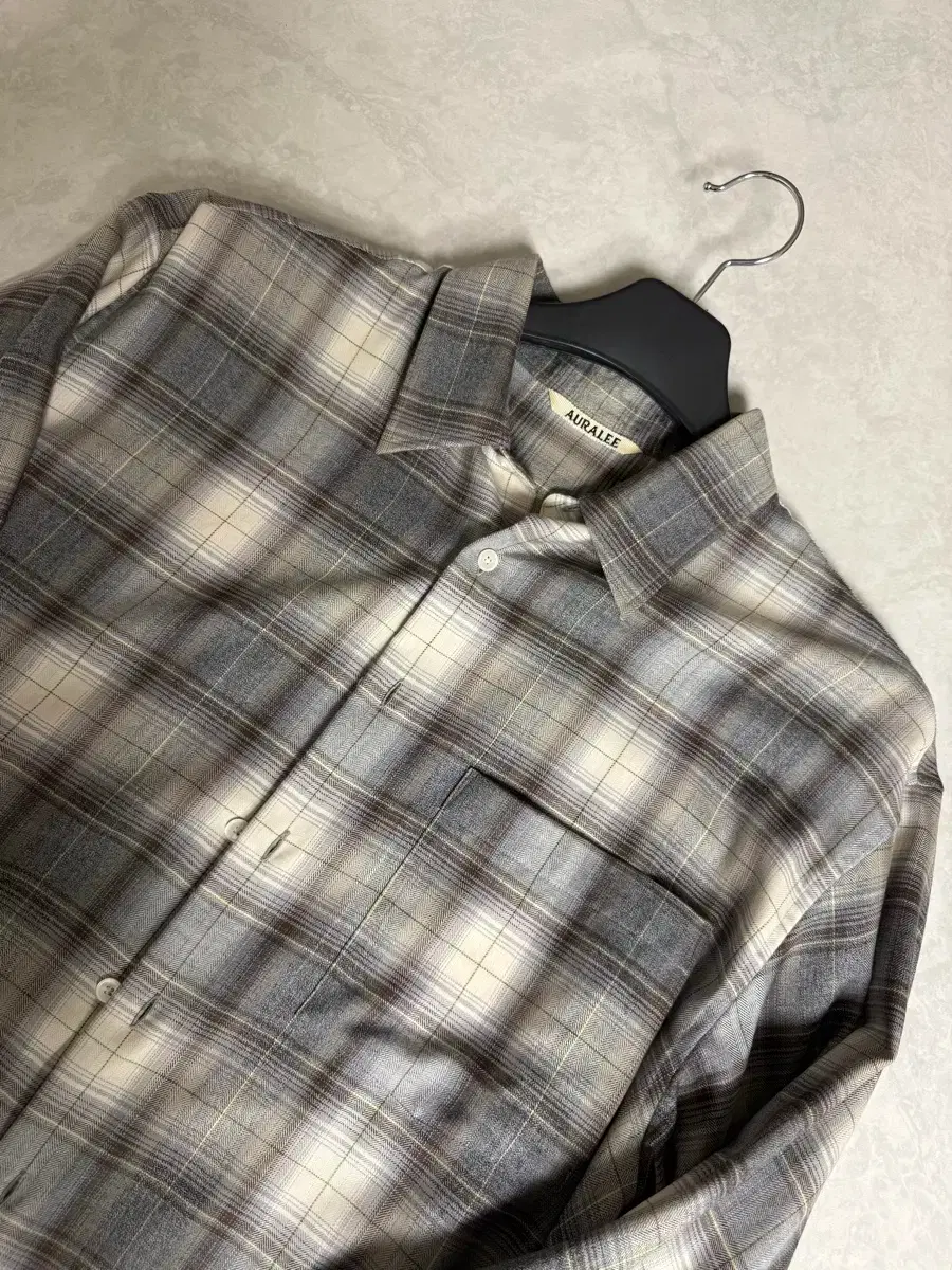 AURALEE 25ss チェックシャツ サイズ3 GRAY BROWN auralee 25ss super